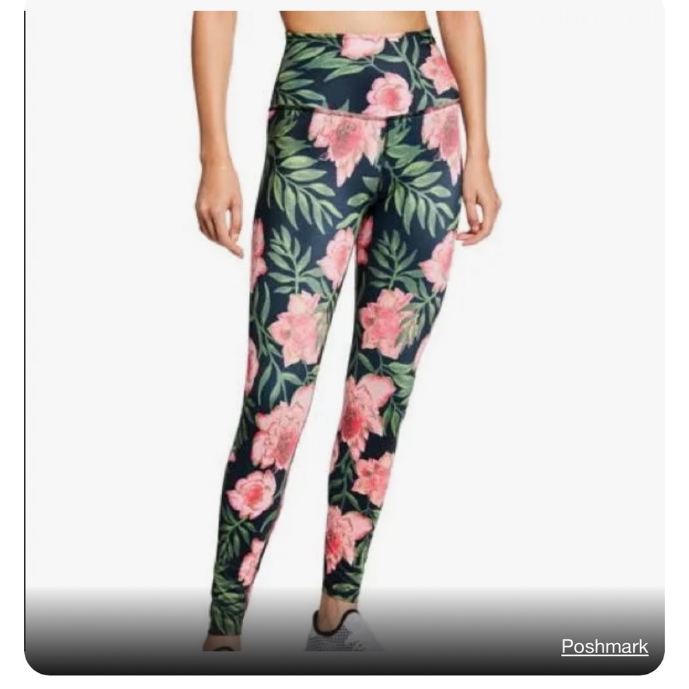 Beyond Yoga Green and Pink Floral Leggings